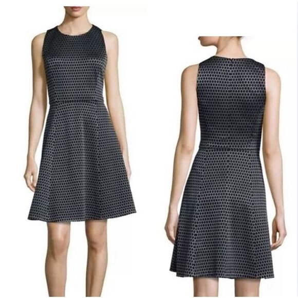 Theory Silver & Black Small Trekana Circuit Fit and Flare Dress Size 4 - Picture 1 of 12